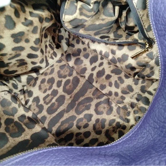 DOLCE & GABBANA Purple Leather Handbag NWT Eye Catching Design with Gold Accents - Picture 8 of 14